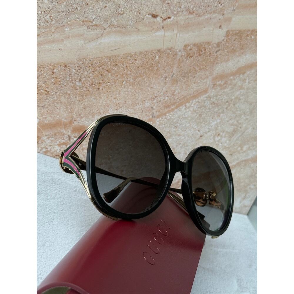 NEW Gucci GG0226SK Black Oval Oversized Sunglasses - Picture 10 of 10